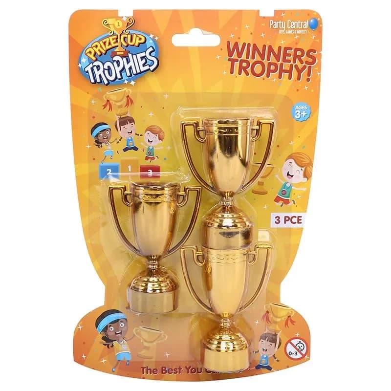 Gold Trophy Medals (5.5 cm x 8 cm) - Pk 3