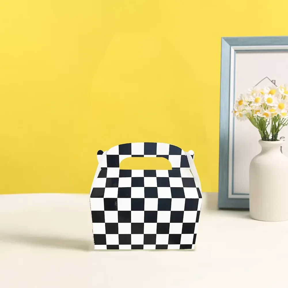 Black & White Checkered Treat Box – Pk 6