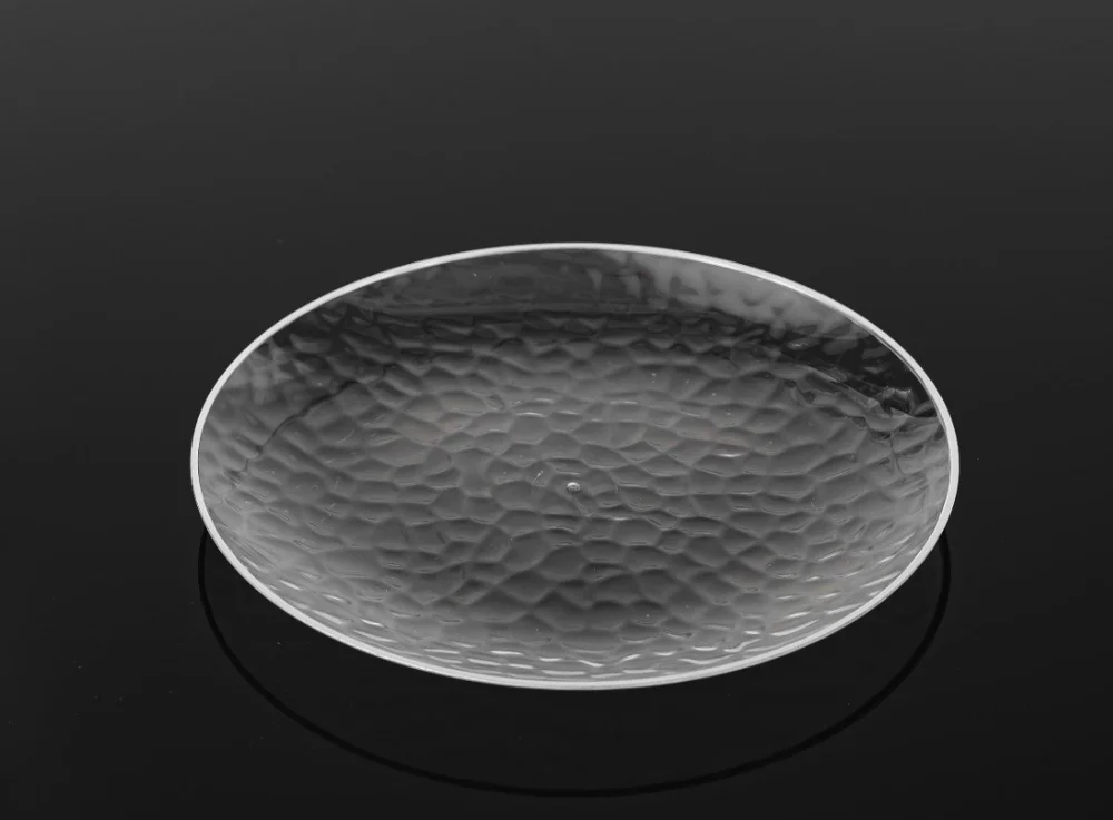 Clear Dimple Plates With Silver Rim (23 cm) – Pk 10