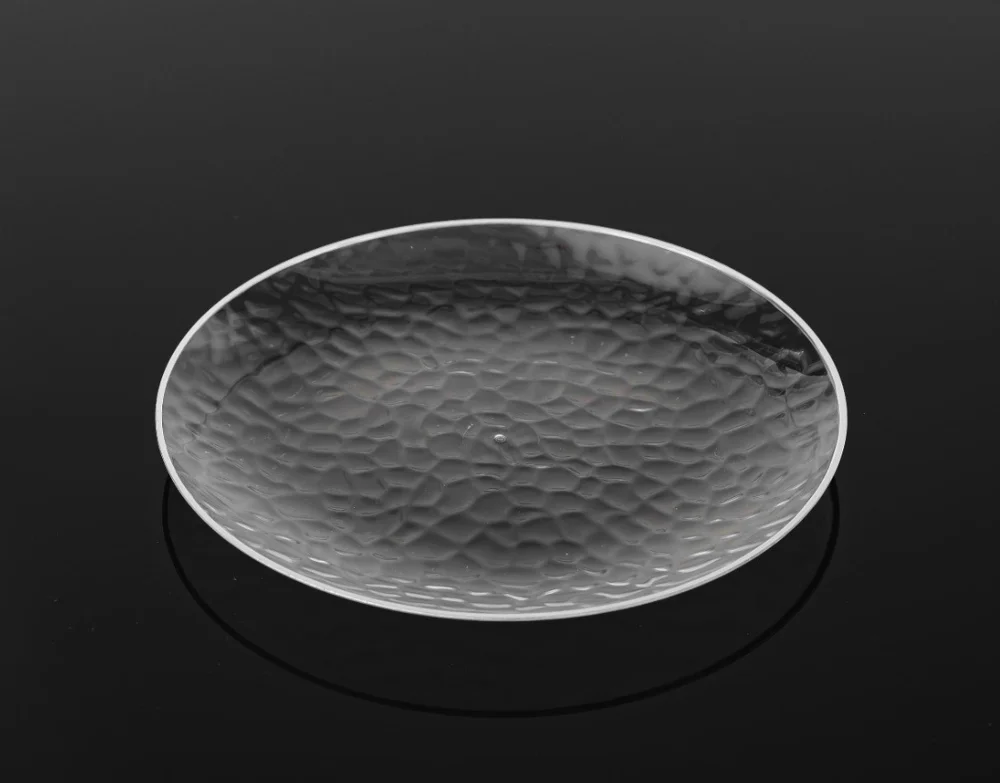 Clear Dimple Plates with Silver Rim (18 cm) – Pk 10