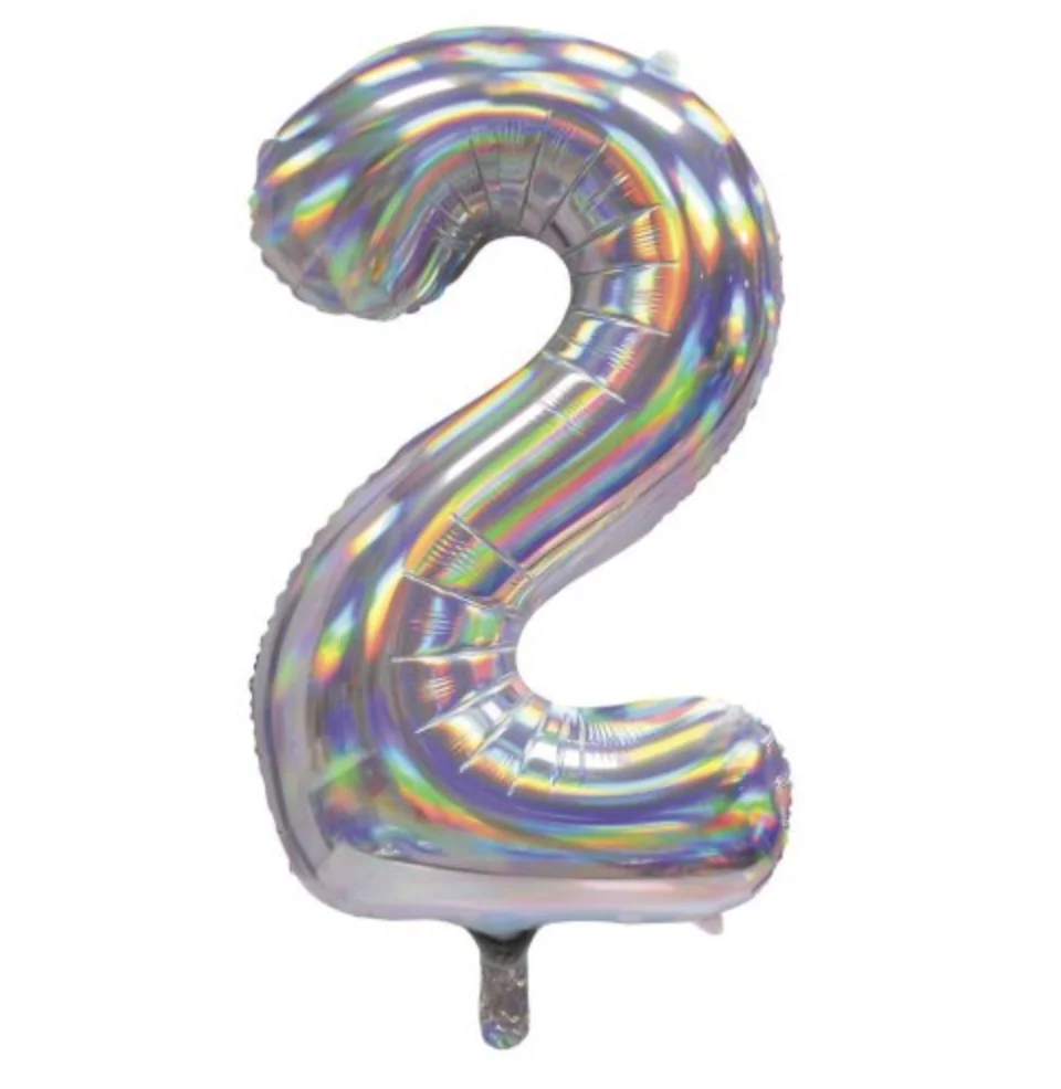 Iridescent Silver Number 2 Foil Balloon (86cm)