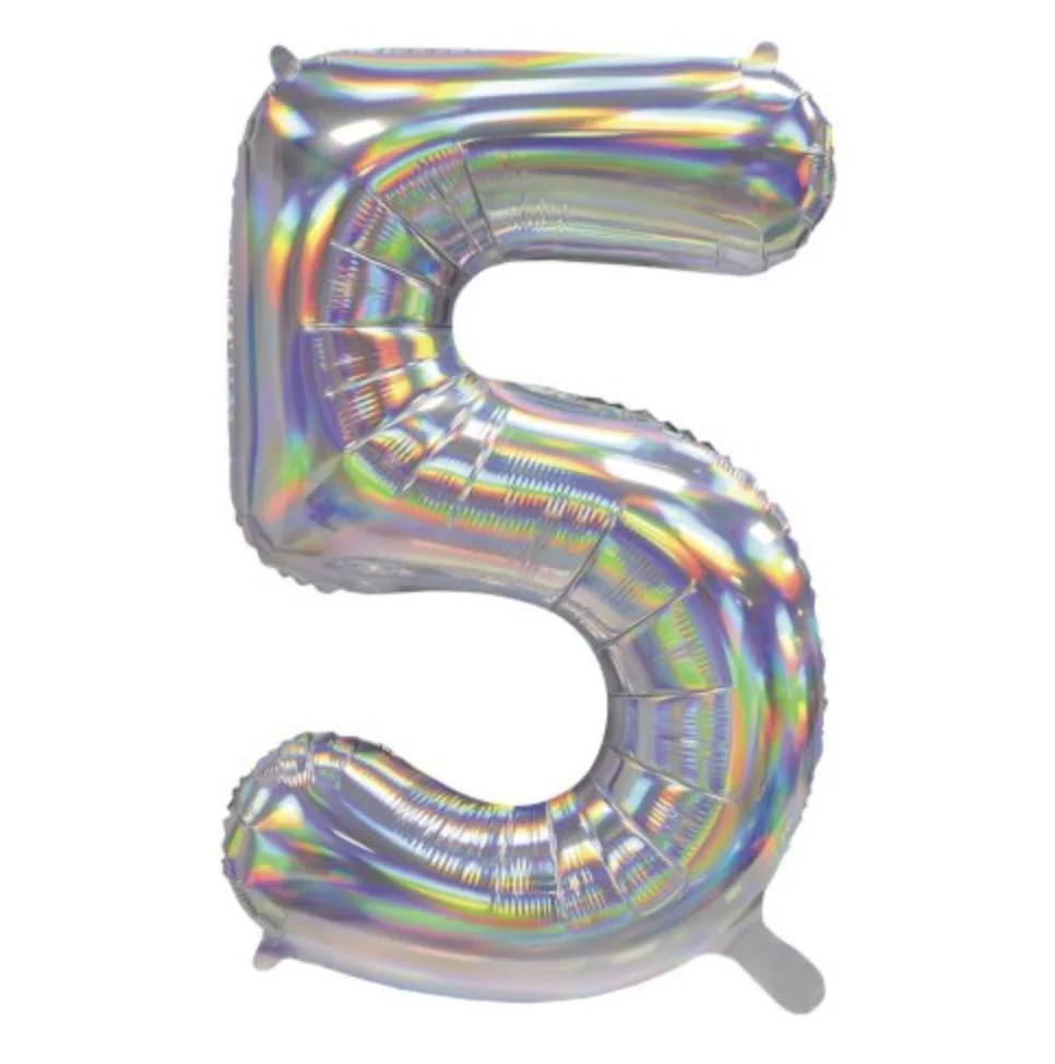 Iridescent Silver Number 5 Foil Balloon (86cm)
