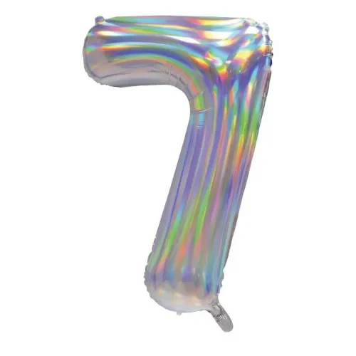 Iridescent Silver Foil Number 7 Balloon (86 cm)