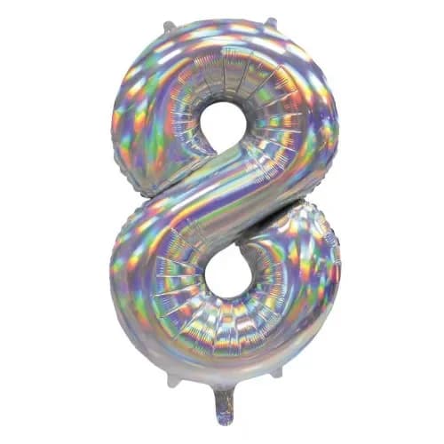 Iridescent Silver Number 8 Foil Balloon (86cm)