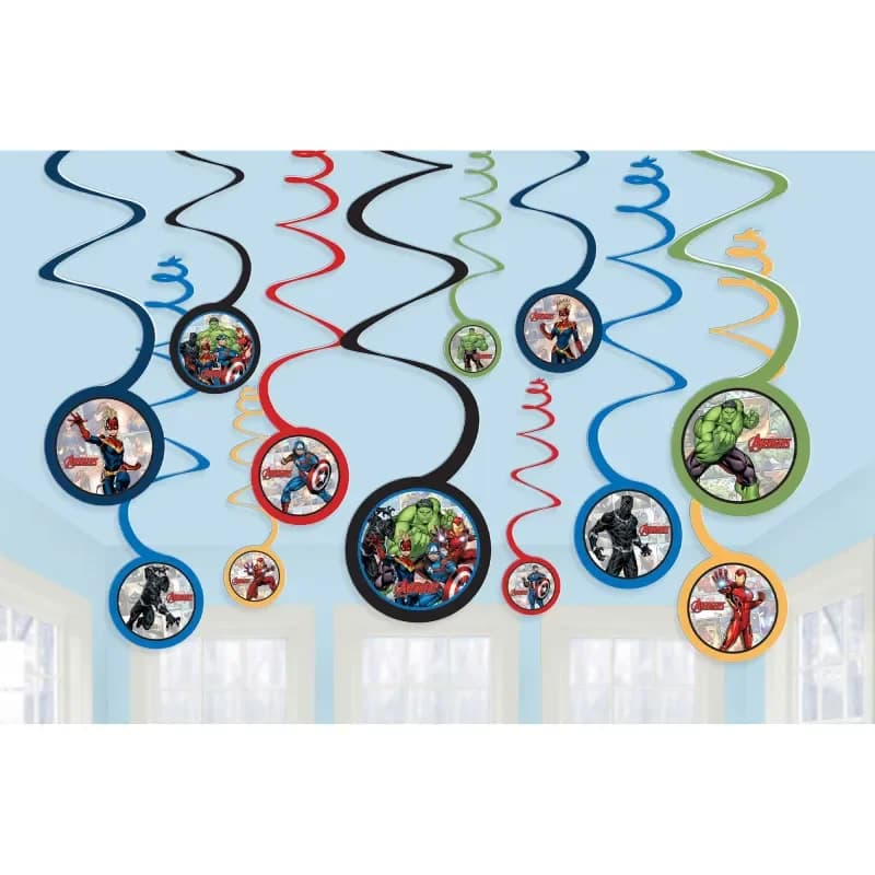 Marvel Avengers Powers Unite Spiral Swirl Decorations 12 Pack