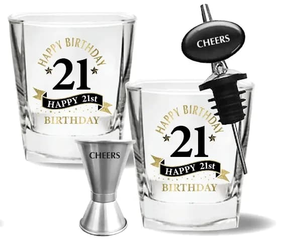 21st Birthday Spirit Glass Set – Pk4