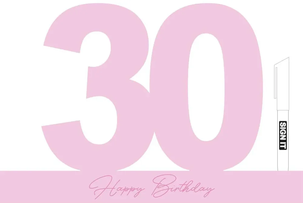 30th Fairy Floss Pink Birthday Sign Block