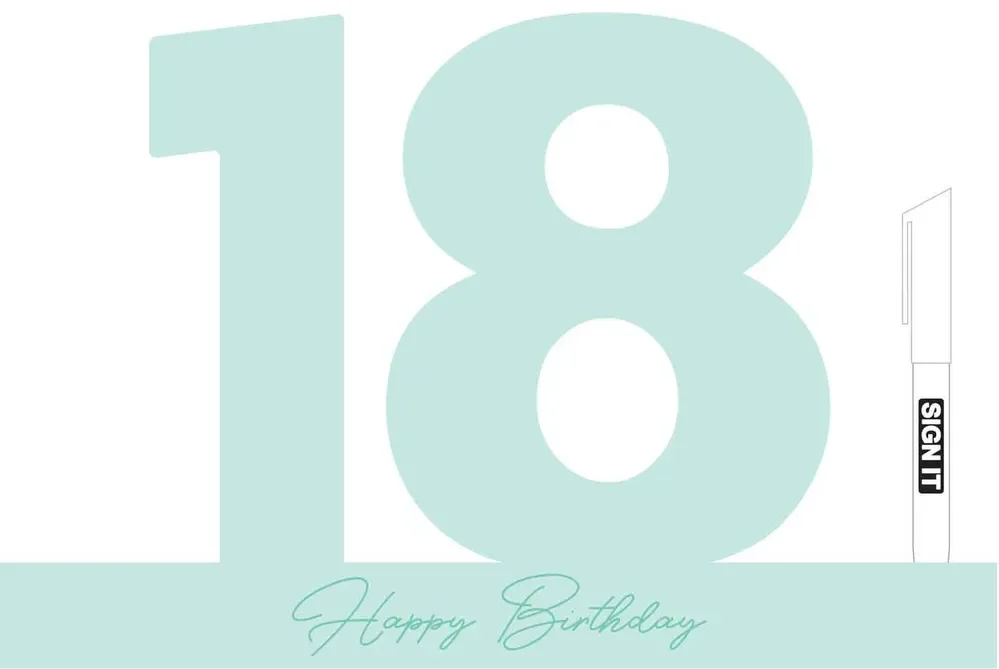 18th Birthday Mint Green Signature Block (34x23cm)