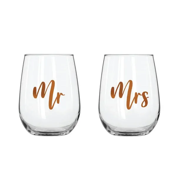 Mr & Mrs Stemless - Set Of 2