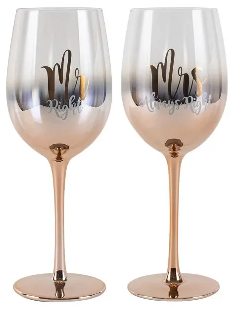 Mr And Mrs Rose Gold Ombre Wine Set – Adults