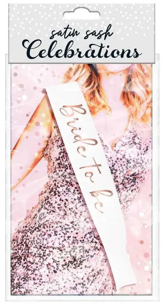 Bride To Be Sash – White / Rose Gold
