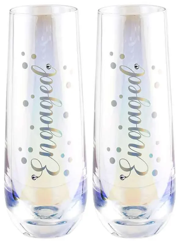 Engaged Stemless Champagne Flutes – Set of 2