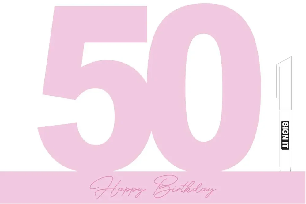Milestone 50 Signature Block - Fairy Floss Pink