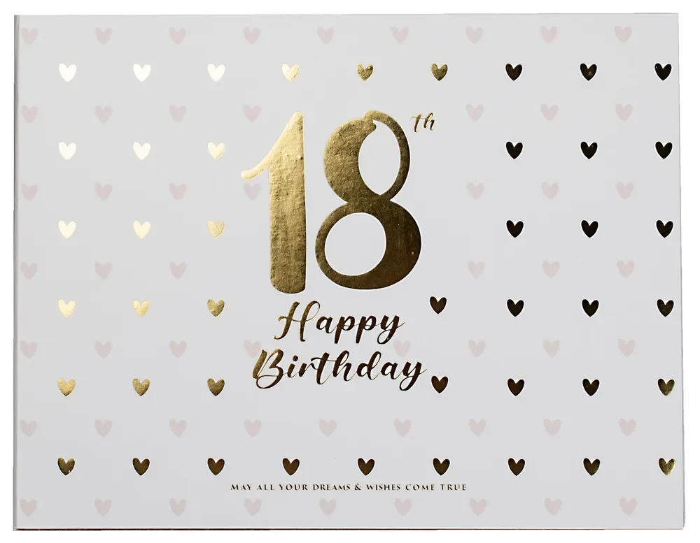 18th Sweet Heart Guest Book – Gold Text