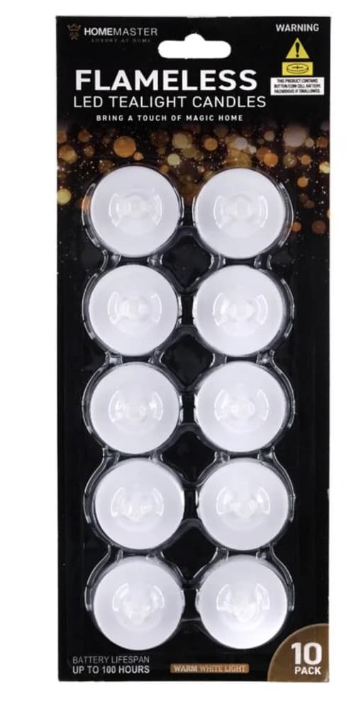Flameless LED Tealight Candles (Warm White) - Pk10