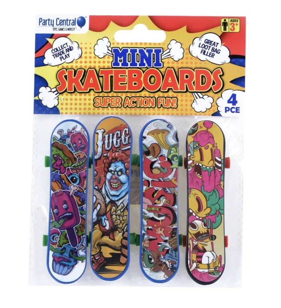 Mini Skateboards (Assorted Designs) – Pk4