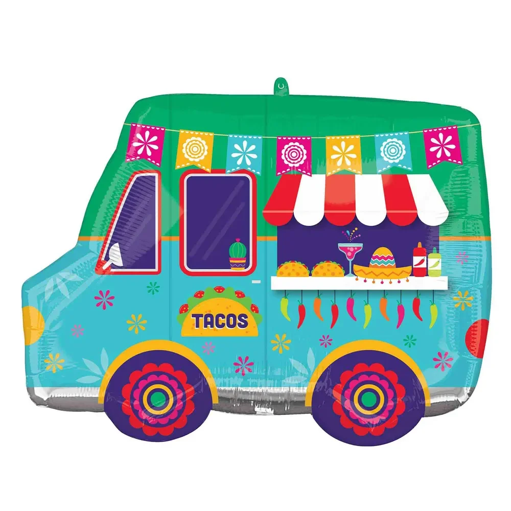 Fiesta Time Taco Truck Foil Balloon (35 cm) – Pk 1