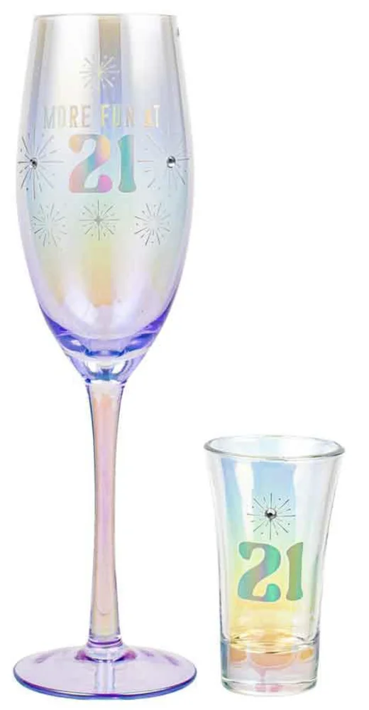 21st Champagne & Shot Glass Gift Set
