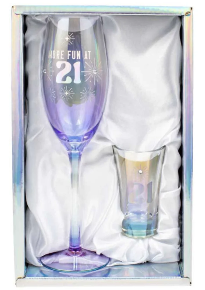 21st Champagne & Shot Glass Gift Set