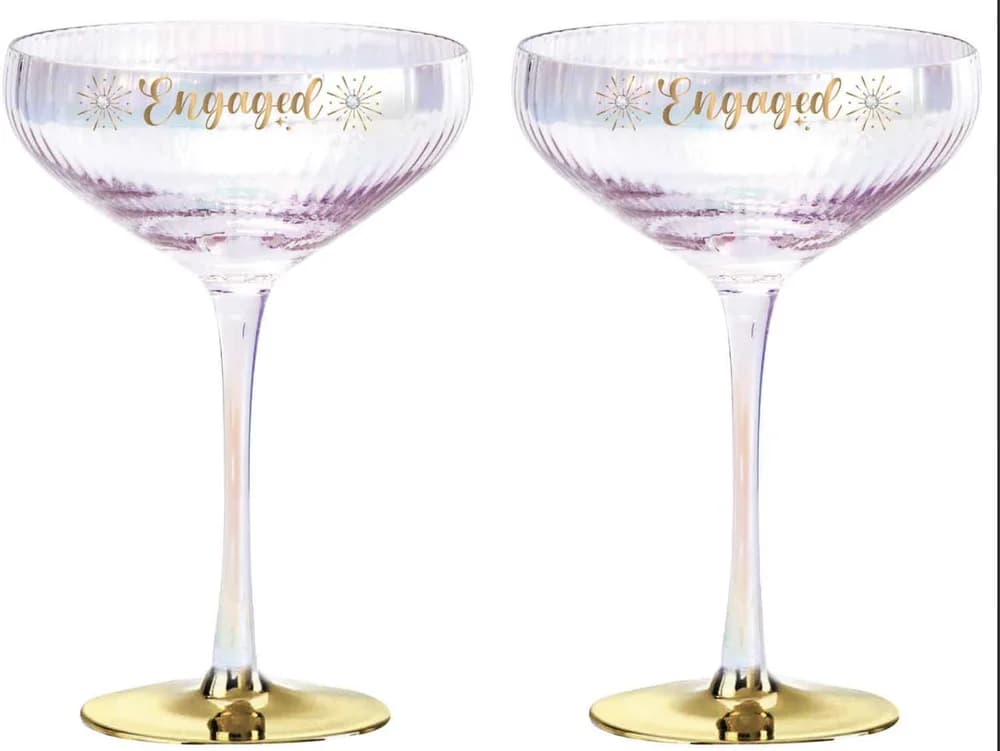 Engaged Holographic Coupe Glasses – Pack Of 2