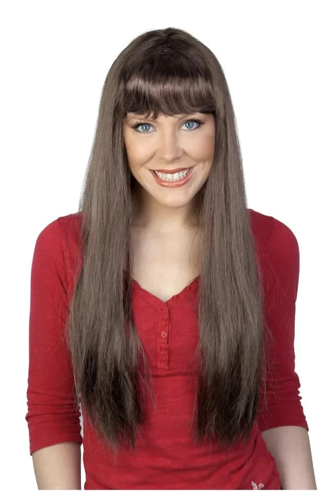 Jessica Long Brown Wig with Fringe