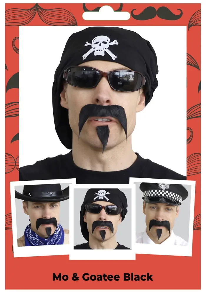 Black Moustache & Goatee Set