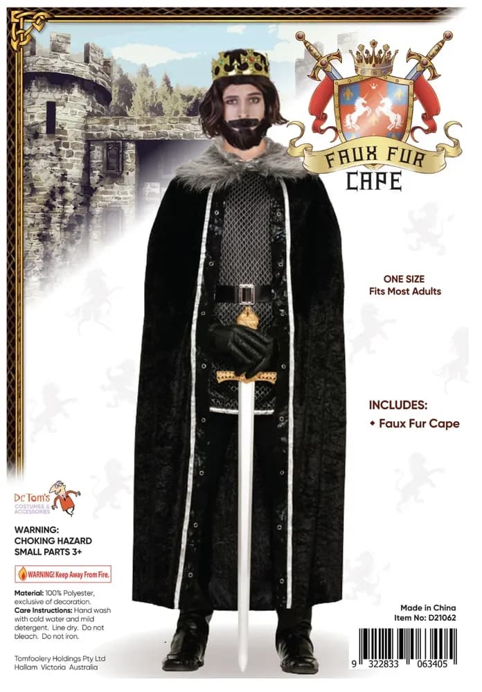 Black Cape with Faux Fur Trim