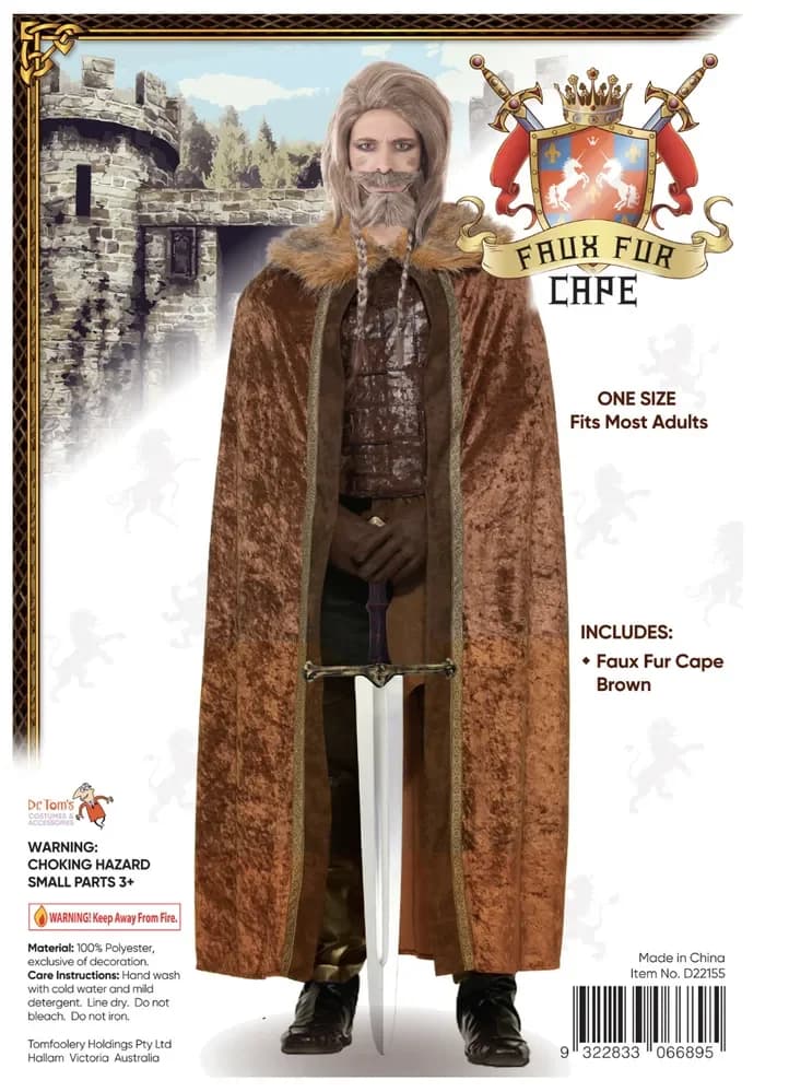 Brown Cape with Faux Fur Trim