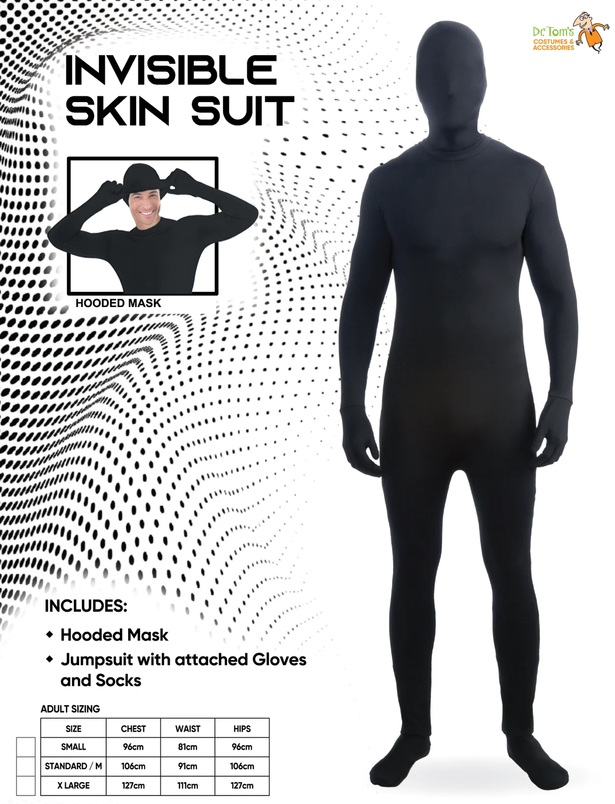Adults Black Invisible Man Costume, view 2