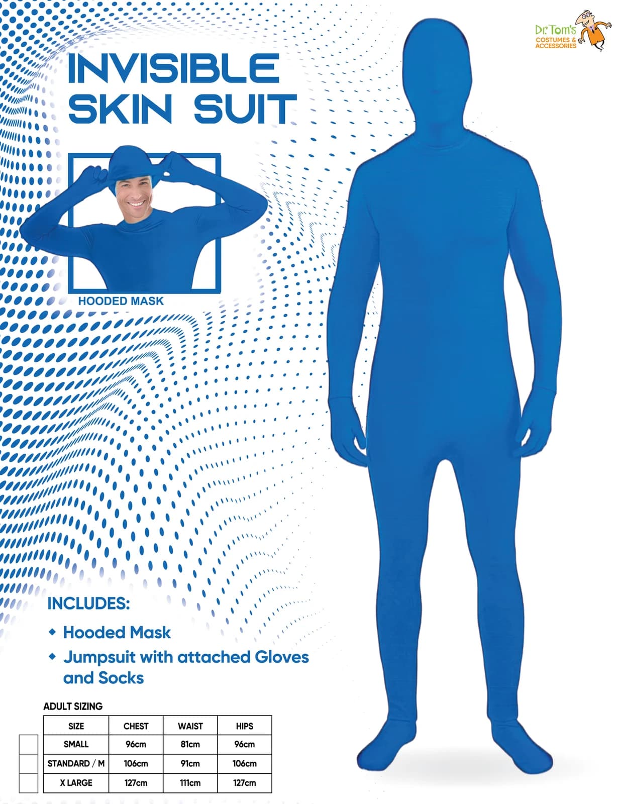 Adults Blue Invisible Man Costume, view 3