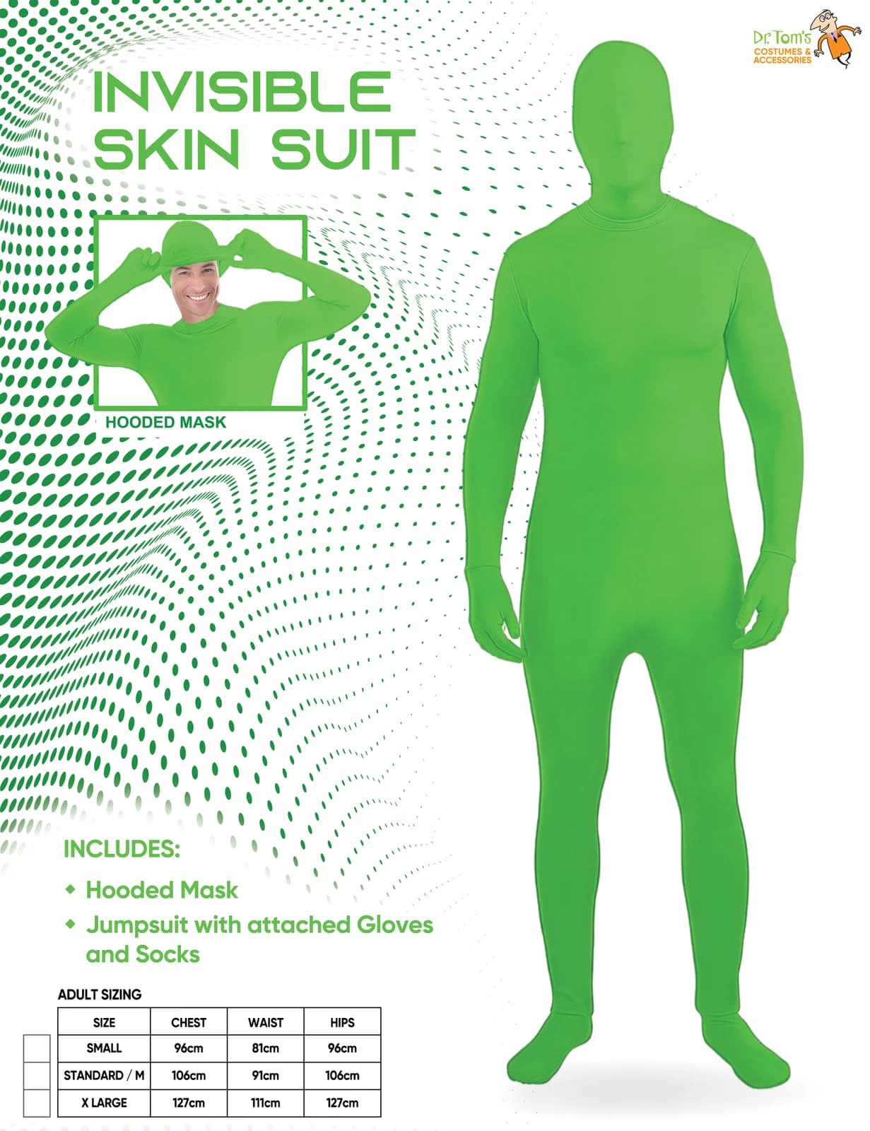Adults Green Invisible Man Costume, view 3