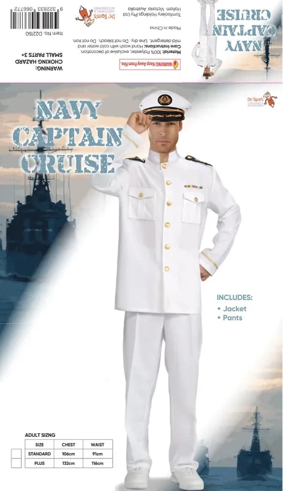 Navy Captain Cruise Costume – Adults