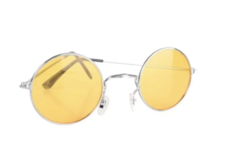 Lennon Glasses with Silver Frame & Yellow Lenses