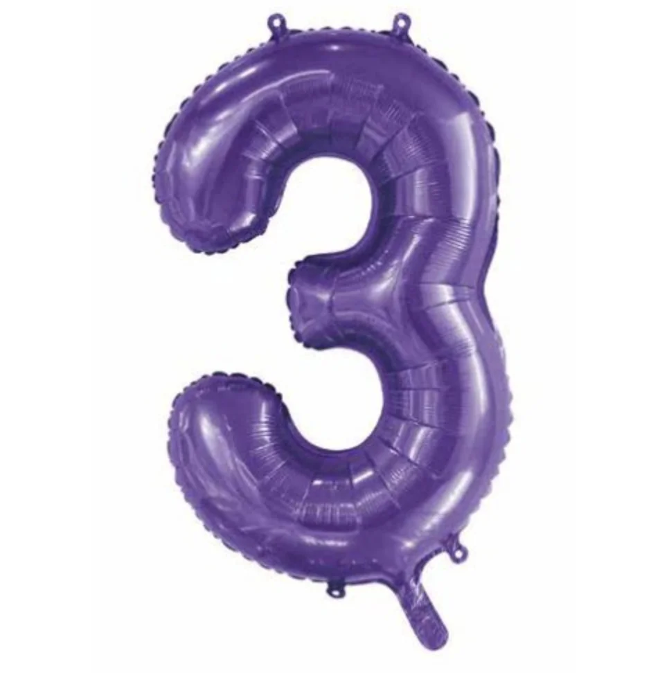 Purple Number 3 Foil Balloon (86cm)