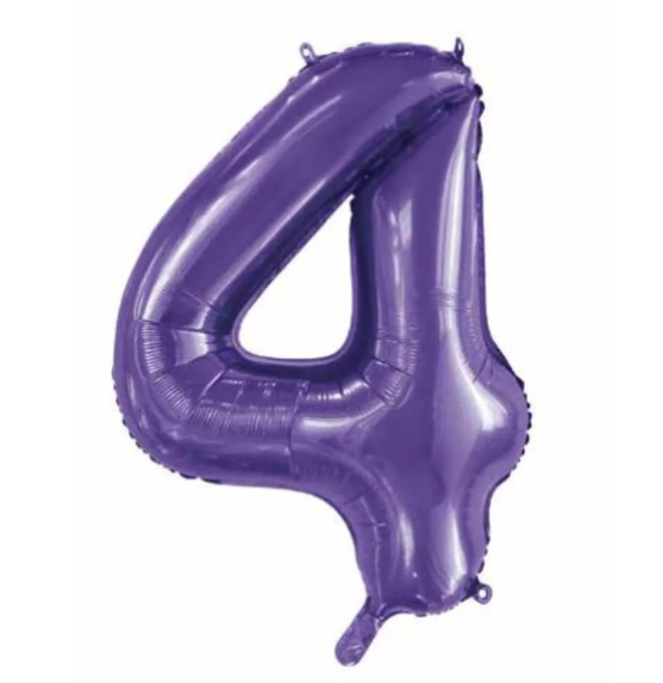 Purple Number 4 Foil Balloon (86 cm)