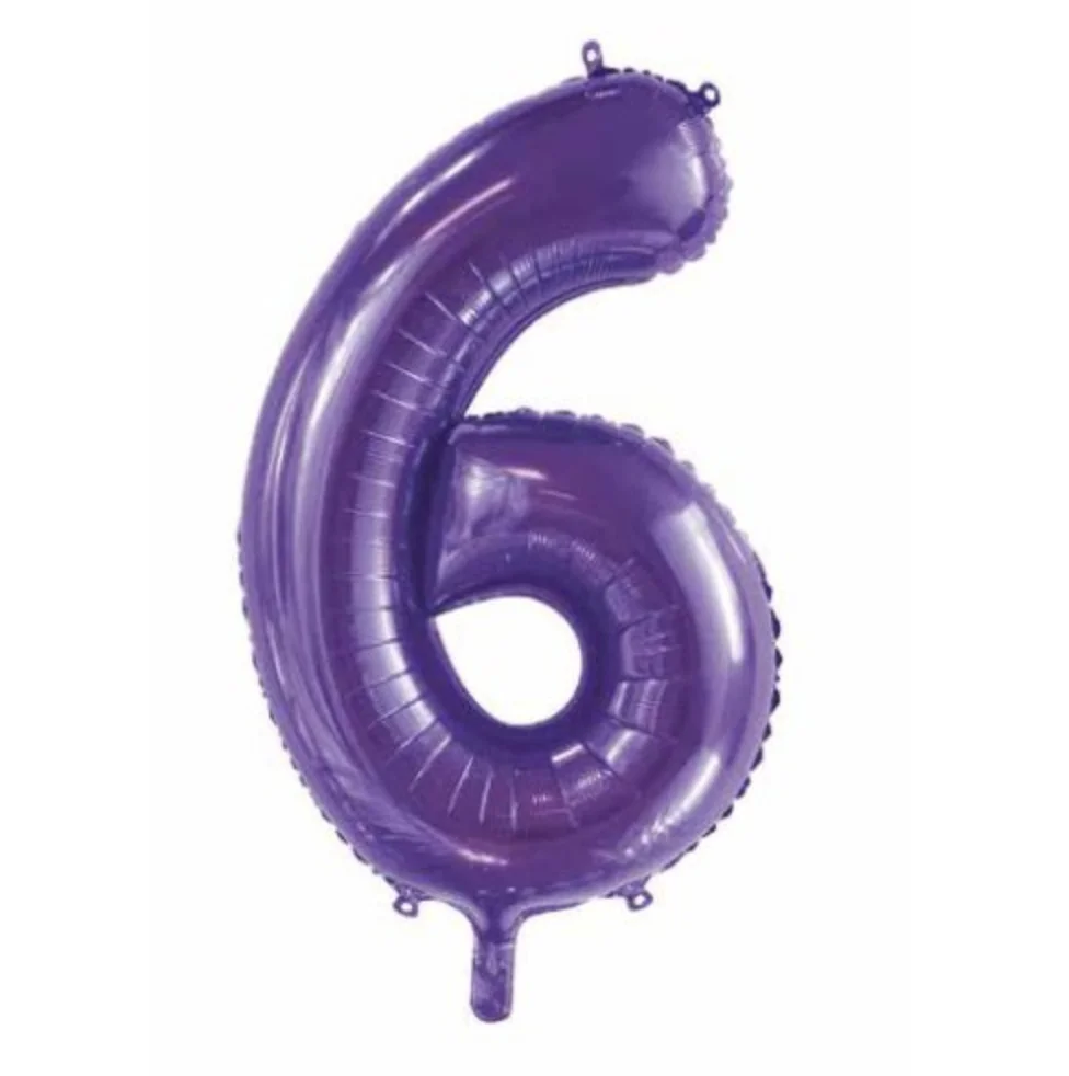 Purple Number 6 Foil Balloon (86 cm)