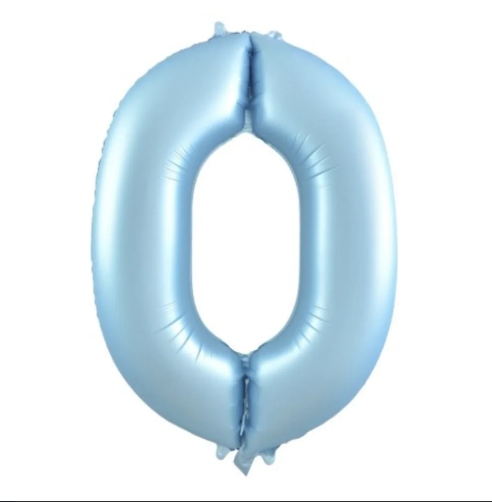 Matte Pastel Blue Number 0 Foil Balloon (86cm)