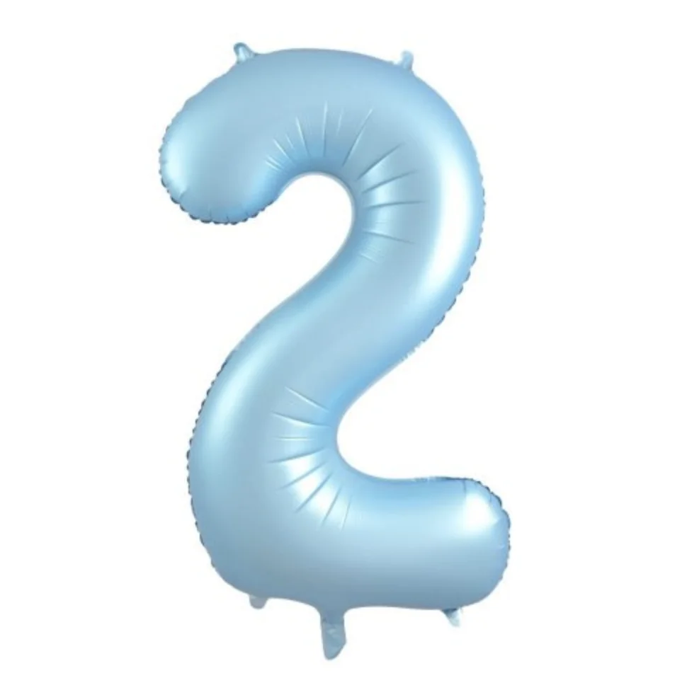 Matte Pastel Blue Number 2 Foil Balloon (86 cm)