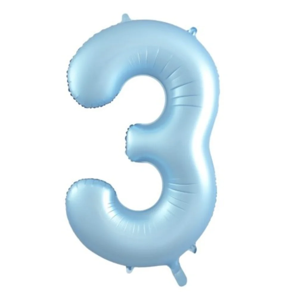 Matte Pastel Blue Number 3 Foil Balloon (86 cm)