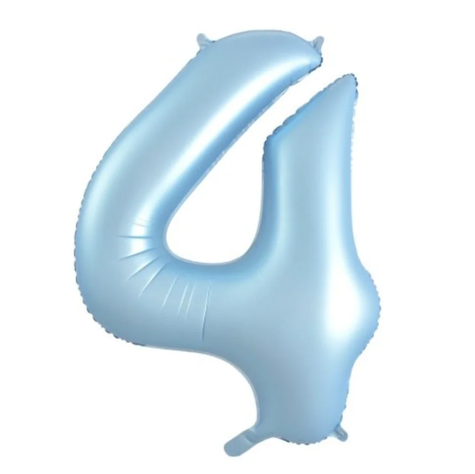 Matte Pastel Blue Number 4 Foil Balloon (86 cm)