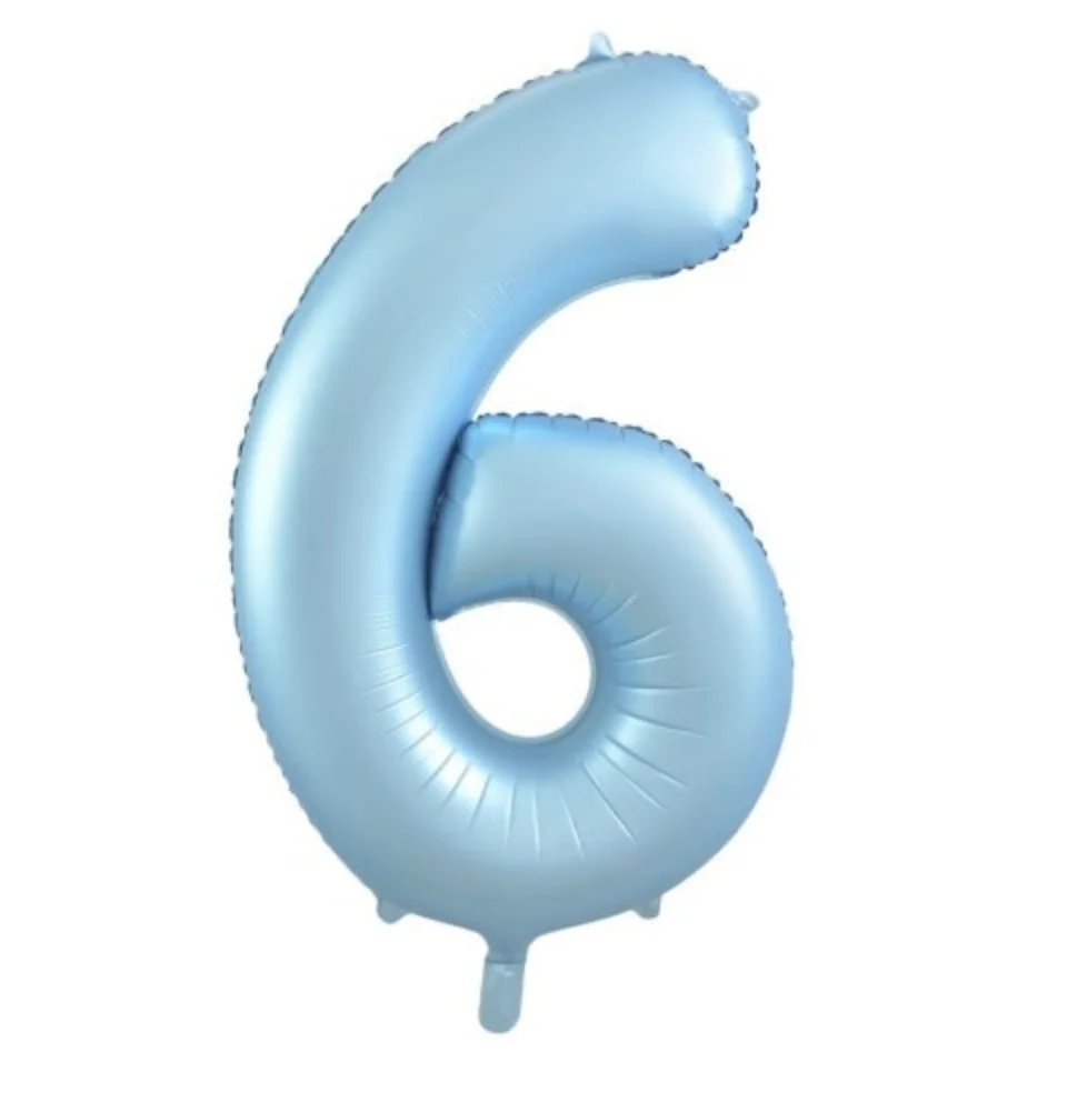 Matte Pastel Blue Number 6 Foil Balloon (86cm)
