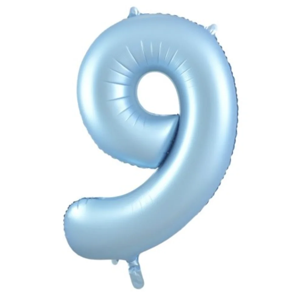 Matte Pastel Blue Number 9 Foil Balloon (86 cm)
