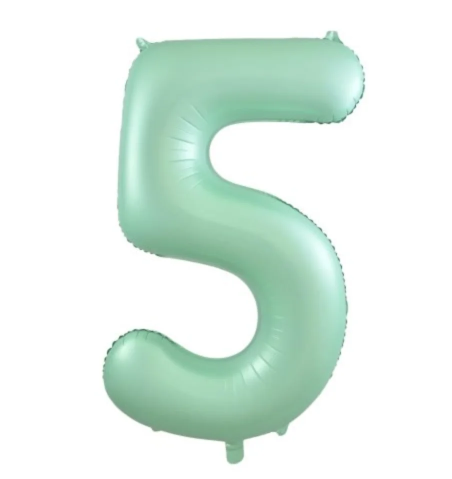 Matte Pastel Mint Number 5 Foil Balloon (86 cm)
