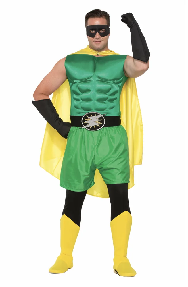 Hero Muscle Chest Green Costume – Adult