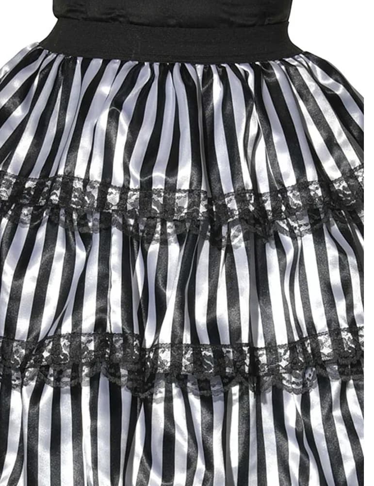 Striped Black & White Ruffle Skirt – Adults
