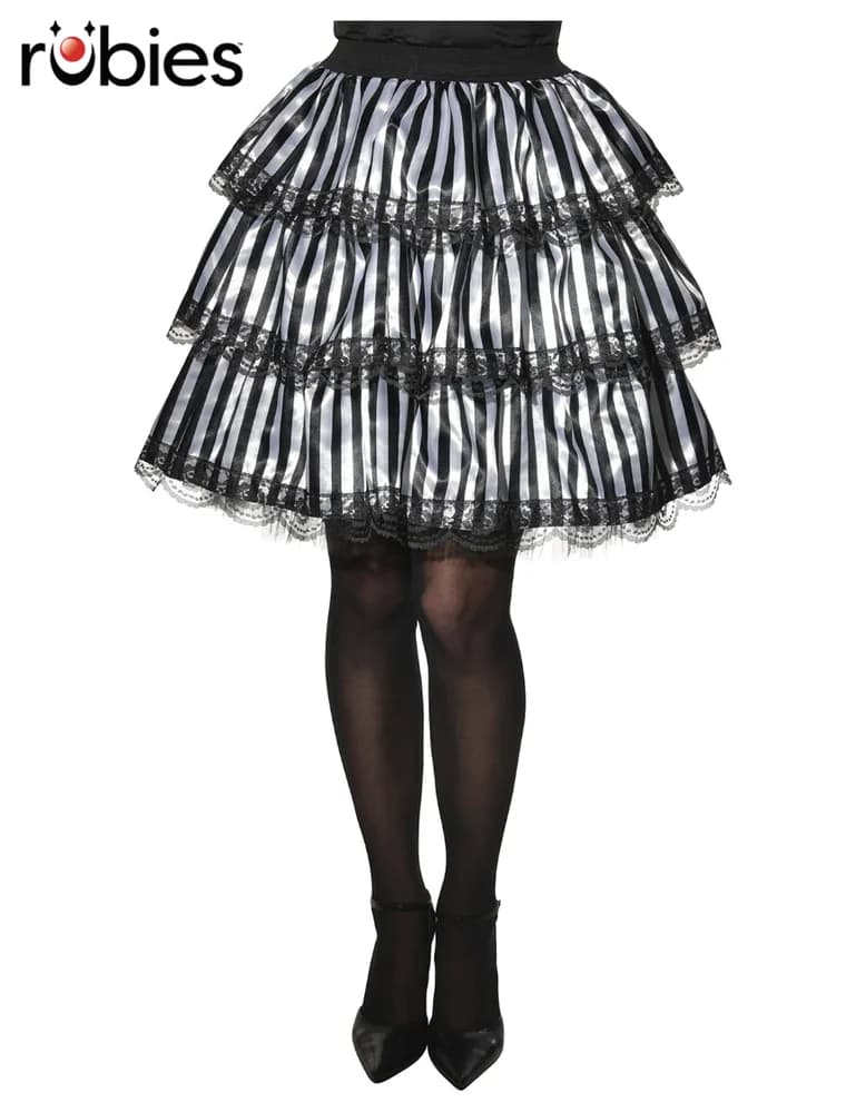 Striped Black & White Ruffle Skirt – Adults
