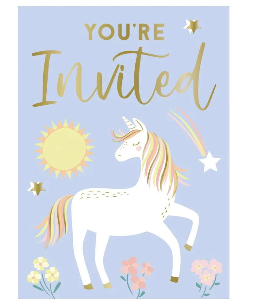 Pastel Unicorn Invitations (12.7x17.8cm) – Pk 8