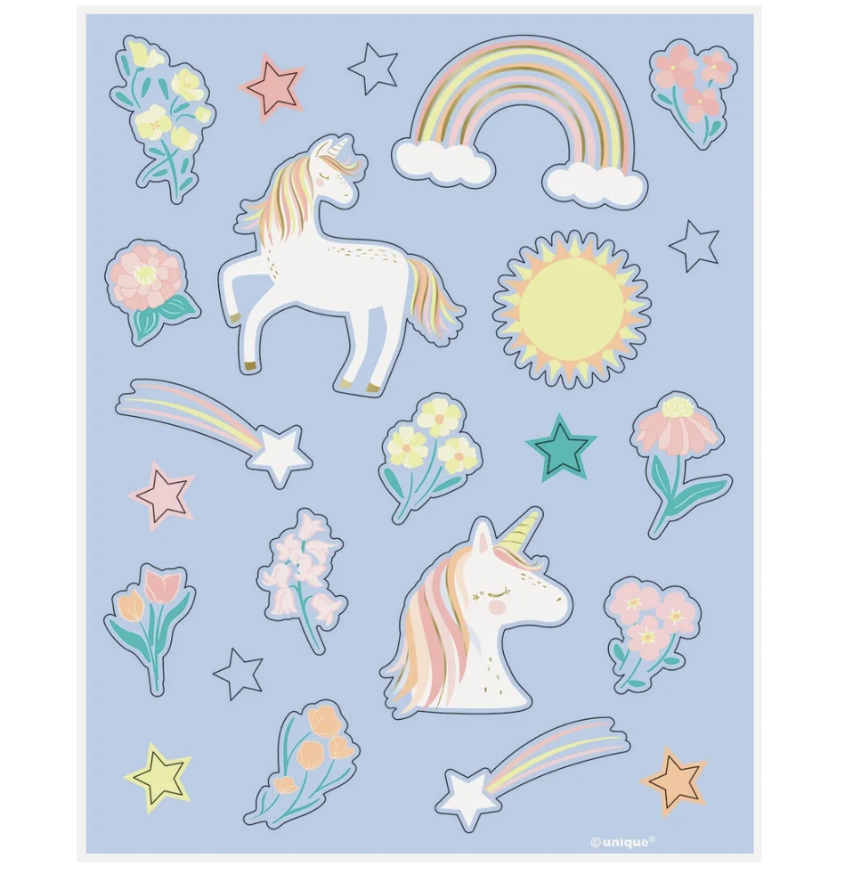 Unicorn Sticker Sheets –Pk4