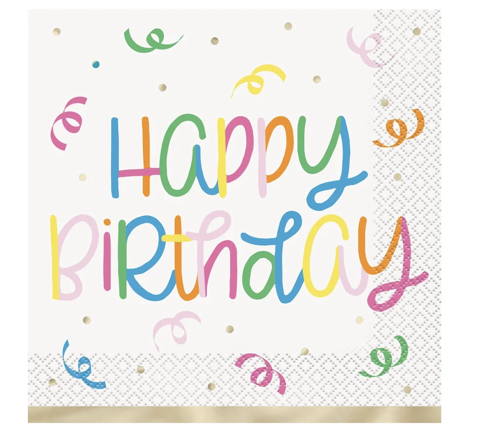 Classic Birthday Foil Luncheon Napkins – Pk 16
