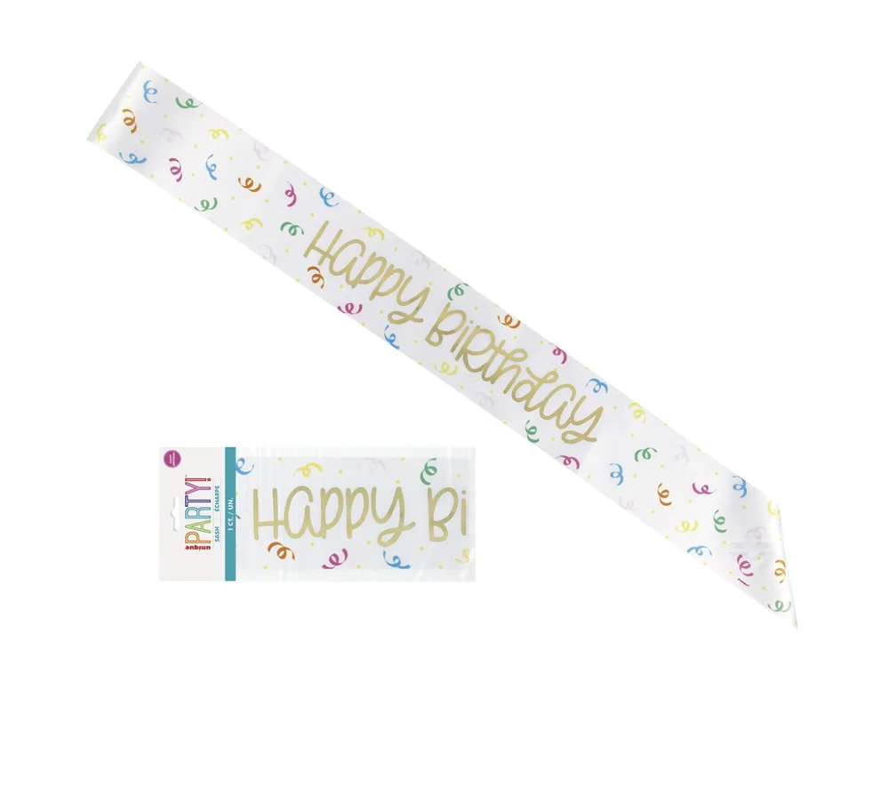 Classic Happy Birthday Sash – Gold